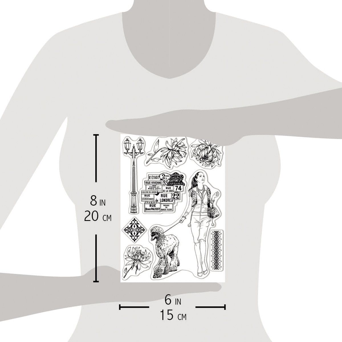 Ciao Bella - Walk In Paris - A5 - Clear Stamp - Set Of 8 Ciao Bella