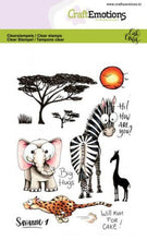 Craft Emotions - Clearstamps A6 - Savanne 1 - Zebra, Elephant, Cheetah Craft Emotions