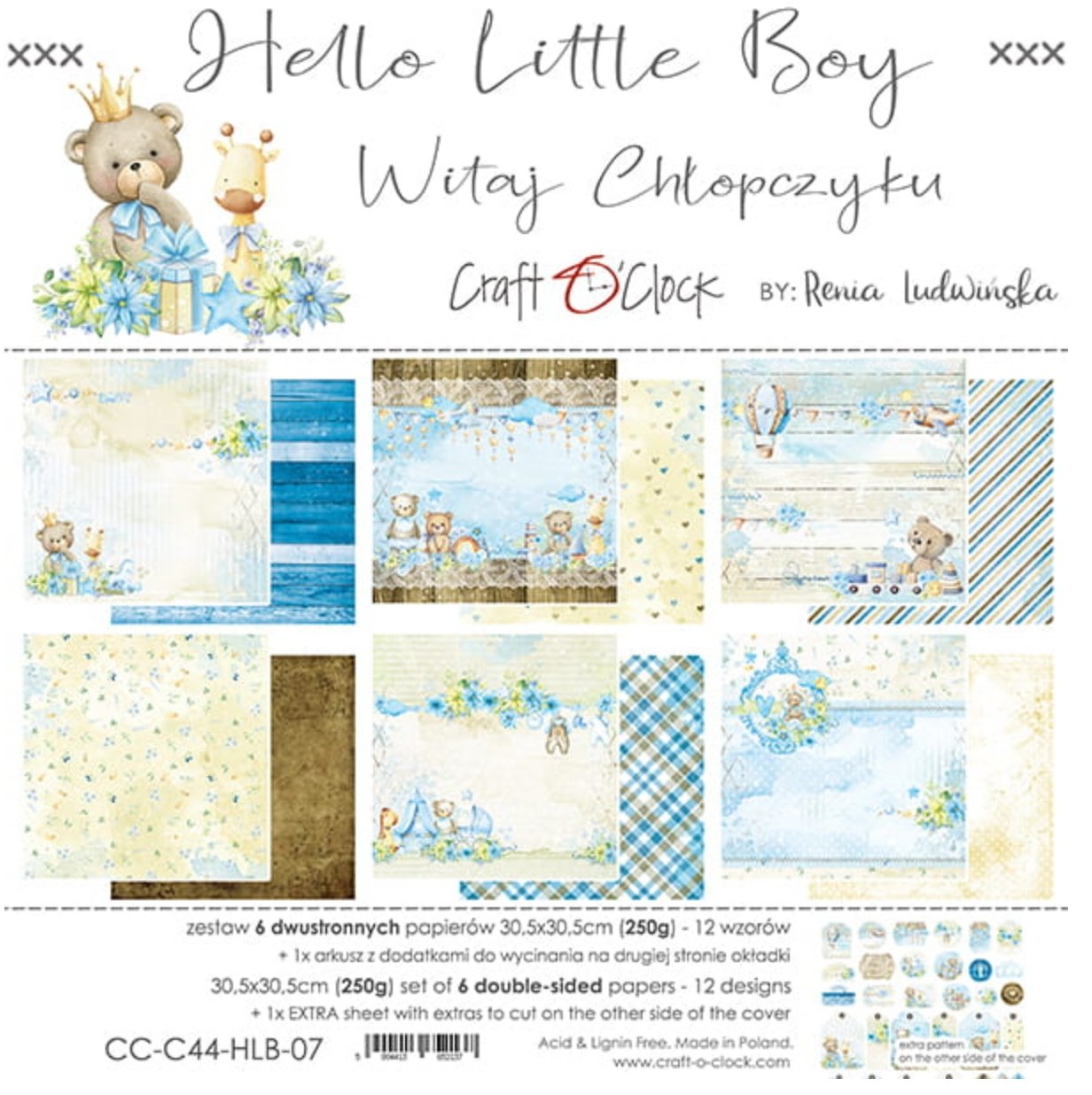 Craft O Clock - 12x12 Paper - Hello Little Boy - Baby’s First Year Craft O Clock