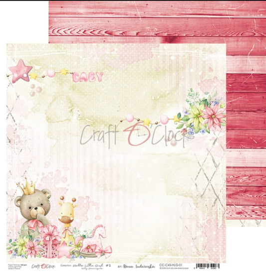 Craft O Clock - 12x12 Paper - Hello Little Girl - Baby’s First Year Craft O Clock