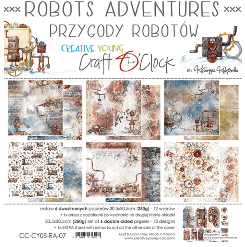 Craft O Clock - 12x12 Paper - Robots Adventures - Mixed Media - Messy Papercrafts