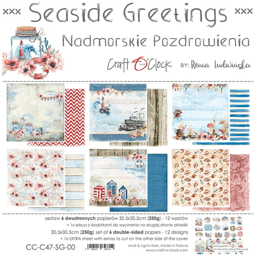 Craft O Clock - 12x12 Paper - Seaside Greetings - Mixed Media - Messy Papercrafts