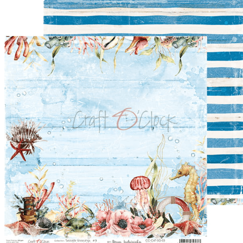 Craft O Clock - 12x12 Paper - Seaside Greetings - Mixed Media - Messy Papercrafts