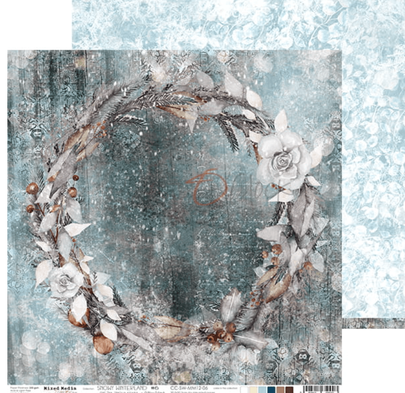 Craft O Clock - 12x12 Paper - Snowy Winterland - Mixed Media - Messy Papercrafts