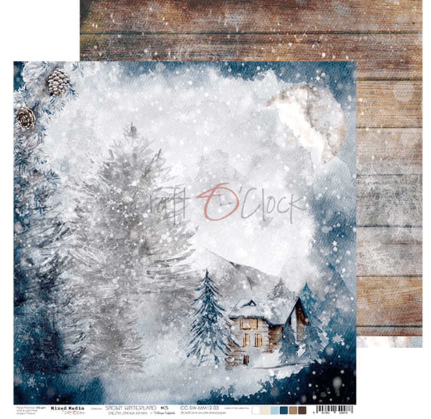 Craft O Clock - 12x12 Paper - Snowy Winterland - Mixed Media - Messy Papercrafts