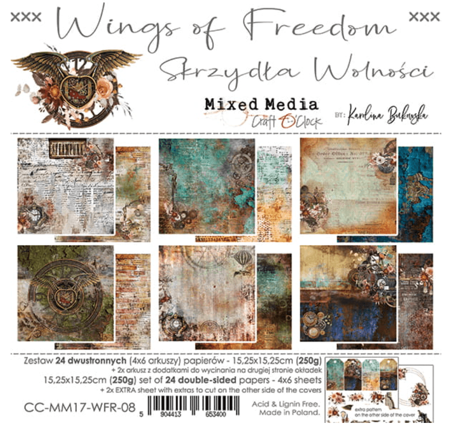 Craft O Clock - 12x12 Paper - WINGS OF FREEDOM - Mixed Media - Messy Papercrafts