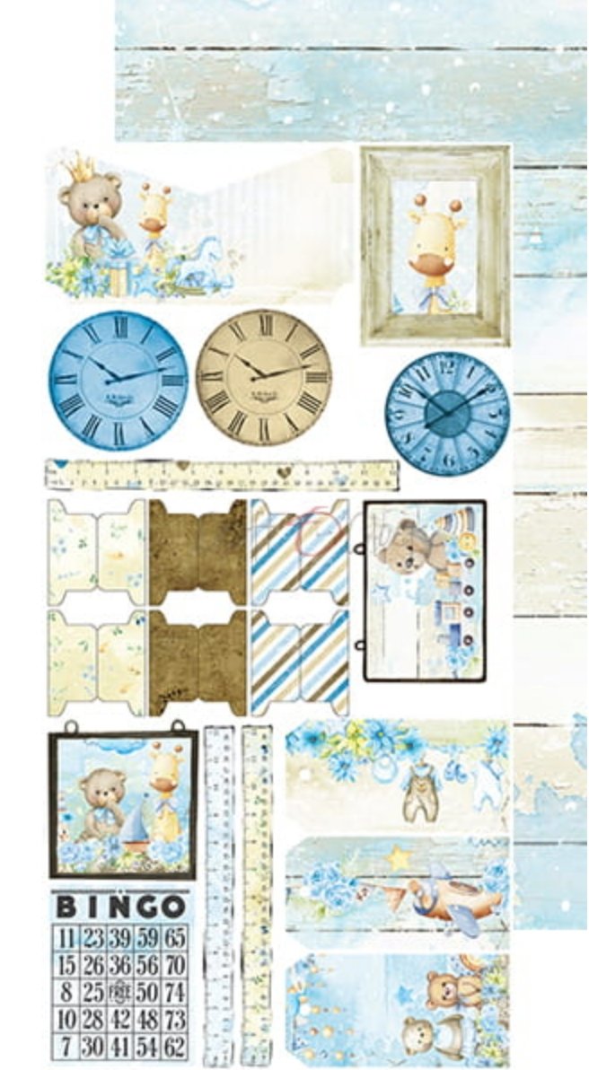 Craft O Clock - 6x12 Paper - Hello Little Boy - Album / Junk Journal - Baby’s First Year Craft O Clock