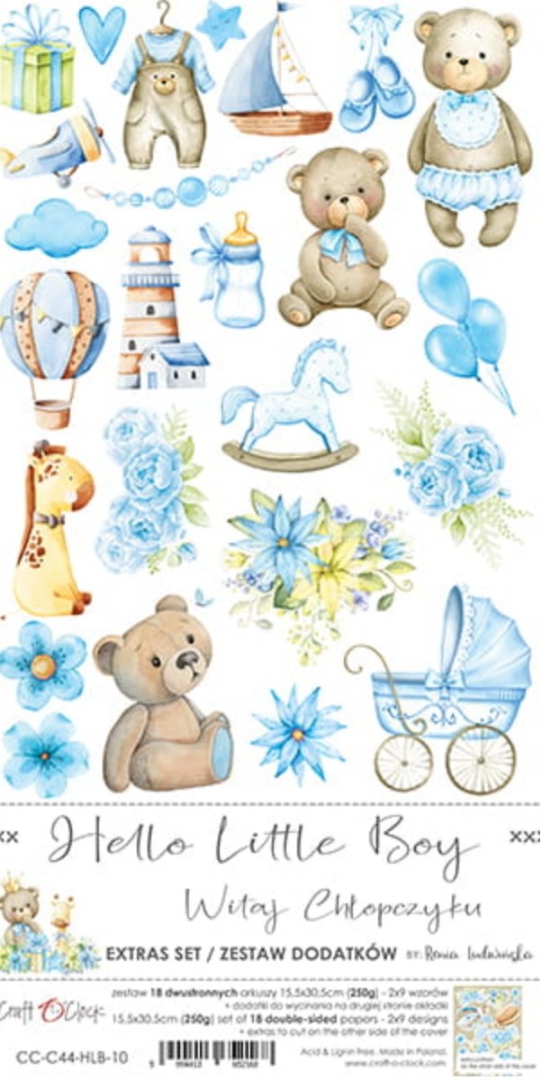 Craft O Clock - 6x12 Paper - Hello Little Boy - Extras Set Craft O Clock