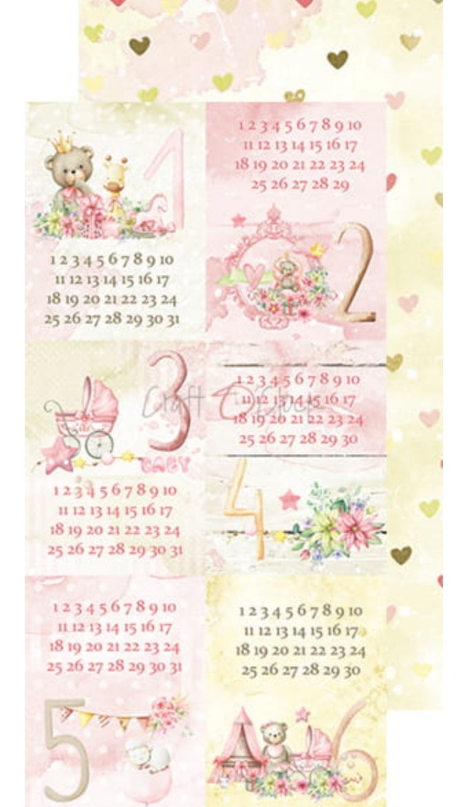 Craft O Clock - 6x12 Paper - Hello Little Girl - Album / Junk Journal - Baby’s First Year Craft O Clock