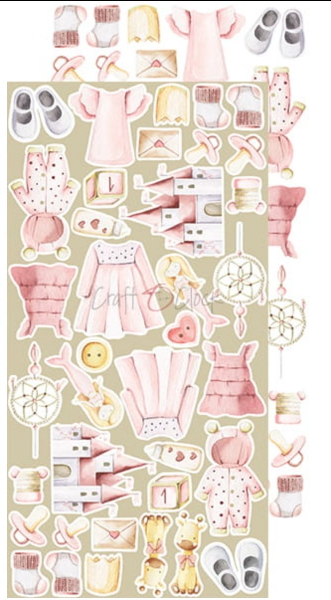 Craft O Clock - 6x12 Paper - Hello Little Girl - Extras Set Craft O Clock