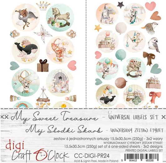 Craft O Clock - 6x12 Paper - My Sweet Treasure - Universal Label Set Craft O Clock