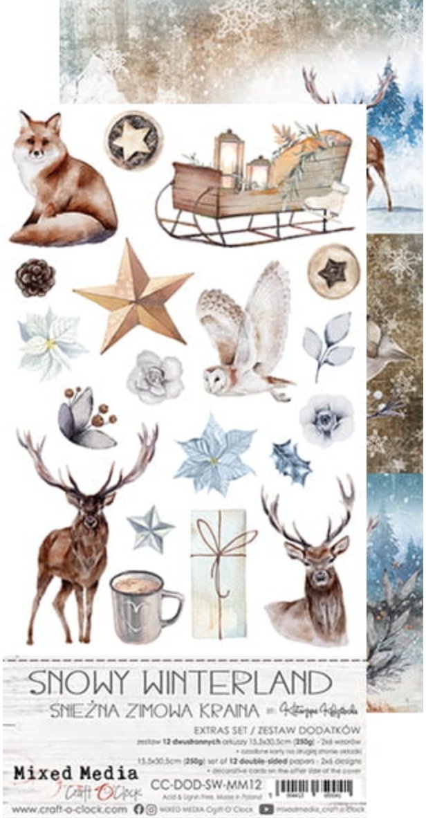 Craft O Clock - 6x12 Paper - Snowy Winterland - Extras Set Craft O Clock