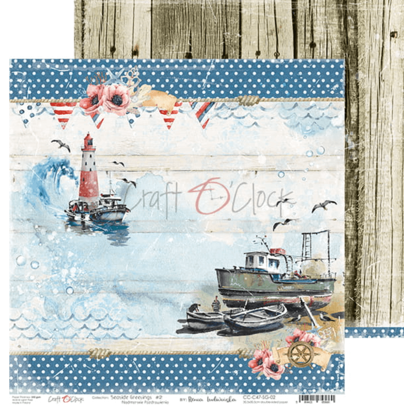 Craft O Clock - 8 x8 Paper - Seaside Greetings - Mixed Media - Messy Papercrafts