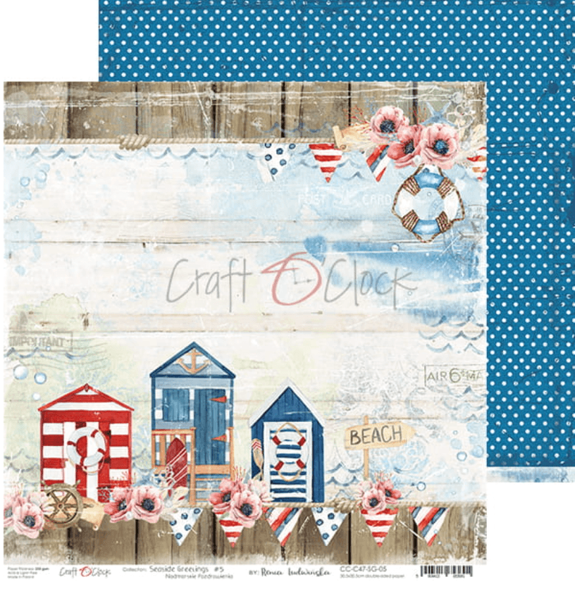 Craft O Clock - 8 x8 Paper - Seaside Greetings - Mixed Media - Messy Papercrafts