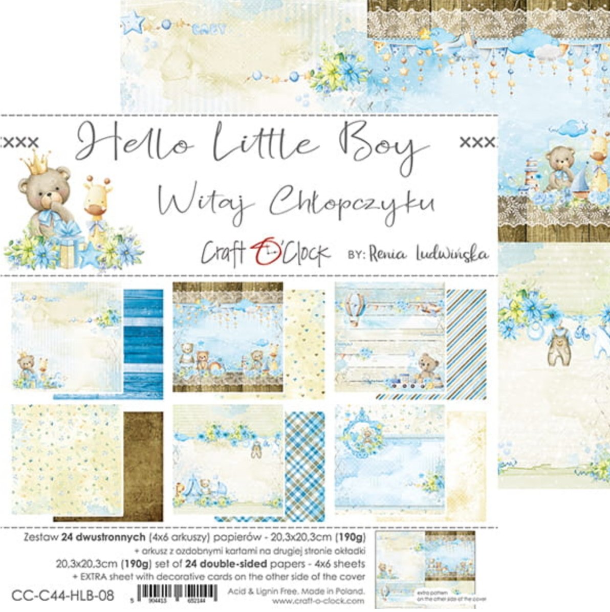 Craft O Clock - 8x8 Paper - Hello Little Boy - Baby's First Year Craft O Clock