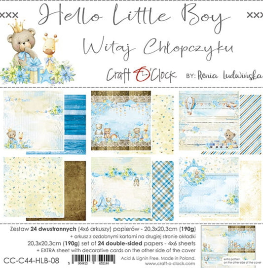 Craft O Clock - 8x8 Paper - Hello Little Boy - Baby's First Year Craft O Clock