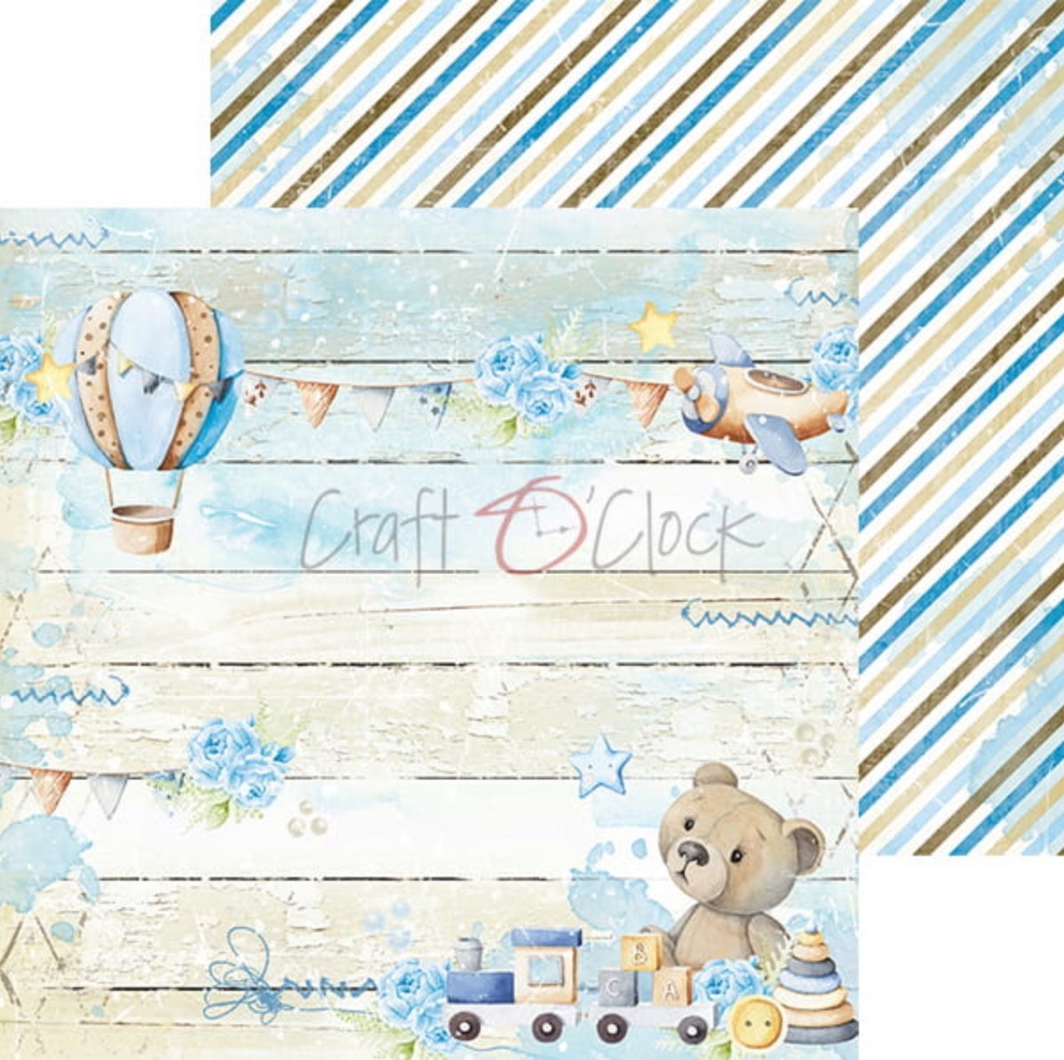 Craft O Clock - 8x8 Paper - Hello Little Boy - Baby's First Year Craft O Clock