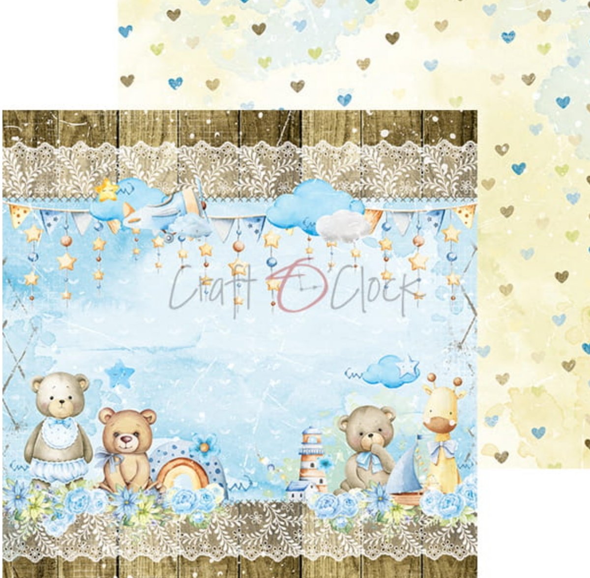 Craft O Clock - 8x8 Paper - Hello Little Boy - Baby's First Year Craft O Clock