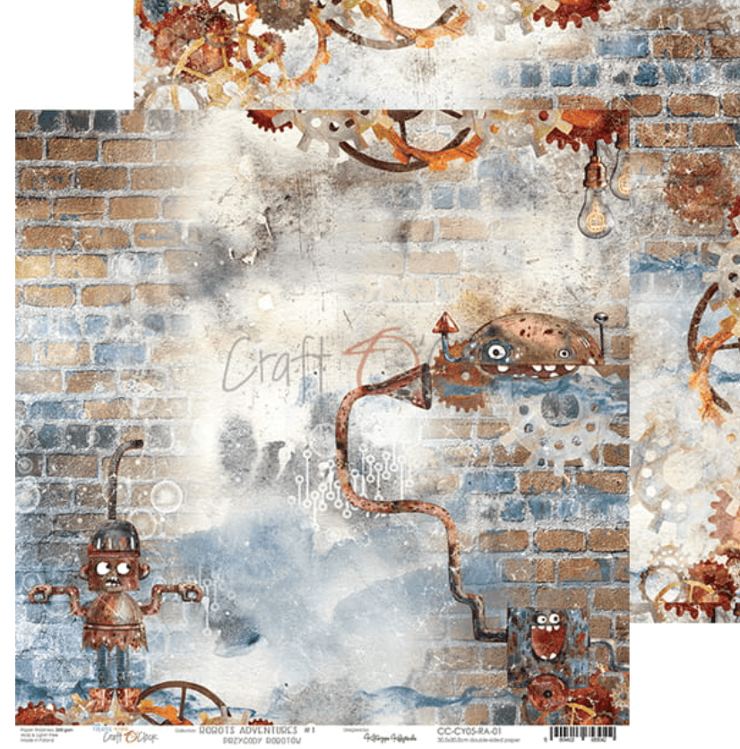 Craft O Clock - 8x8 Paper - Robots Adventures - Mixed Media - Messy Papercrafts