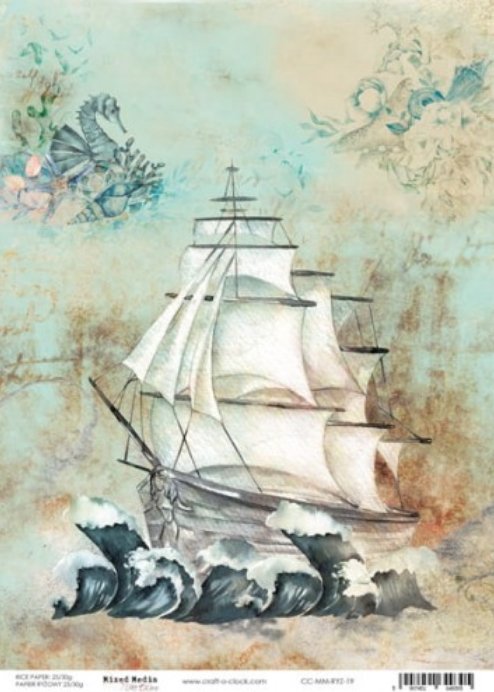 Craft O Clock - A4 - Rice Paper - Vintage Ship Craft O Clock