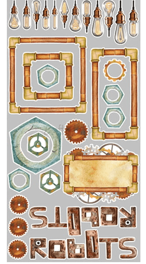 Craft O Clock - Robots Adventure - Mixed Media - Junk Journal - Extra Set - Messy Papercrafts