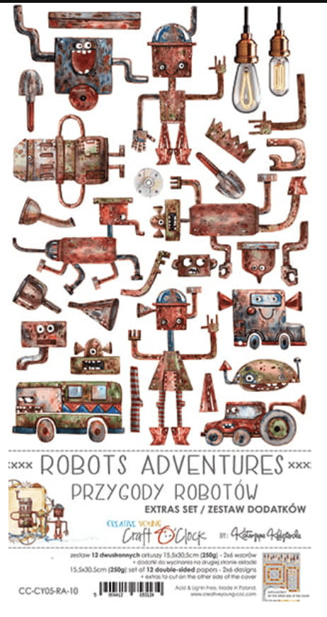 Craft O Clock - Robots Adventure - Mixed Media - Junk Journal - Extra Set - Messy Papercrafts