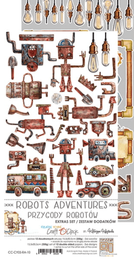 Craft O Clock - Robots Adventure - Mixed Media - Junk Journal - Extra Set - Messy Papercrafts