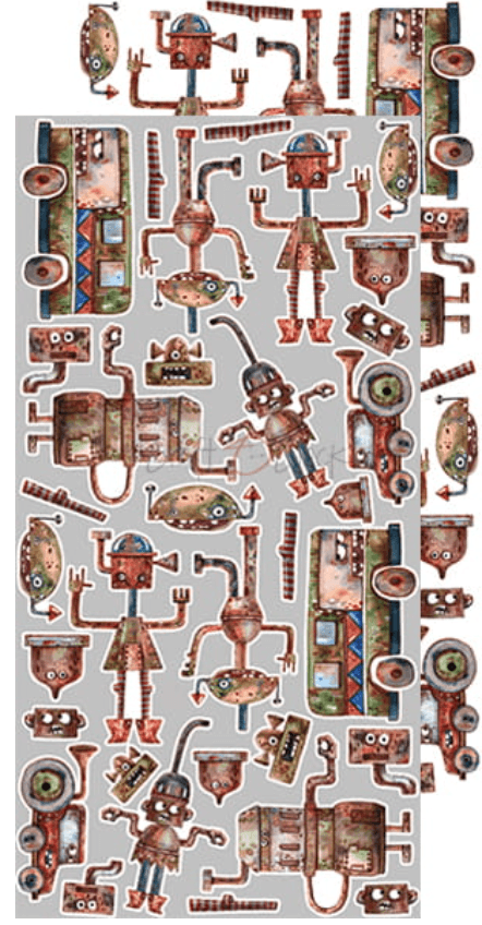 Craft O Clock - Robots Adventure - Mixed Media - Junk Journal - Extra Set - Messy Papercrafts