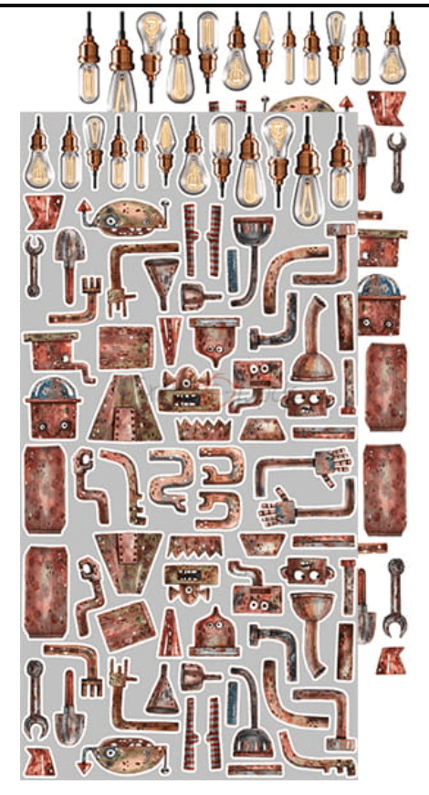 Craft O Clock - Robots Adventure - Mixed Media - Junk Journal - Extra Set - Messy Papercrafts