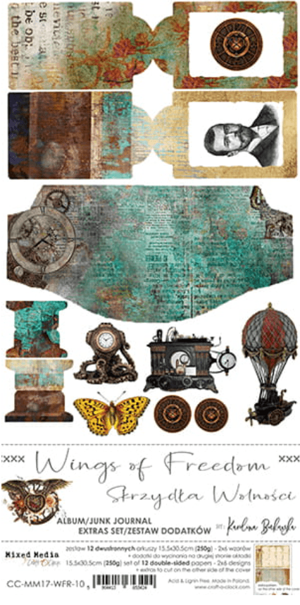 Craft O Clock - WINGS OF FREEDOM - JUNK JOURNAL  - Extra Set - Messy Papercrafts