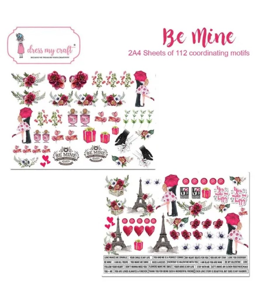 Dress My Craft - Be Mine Motif Sheet - A4 Dress My Craft