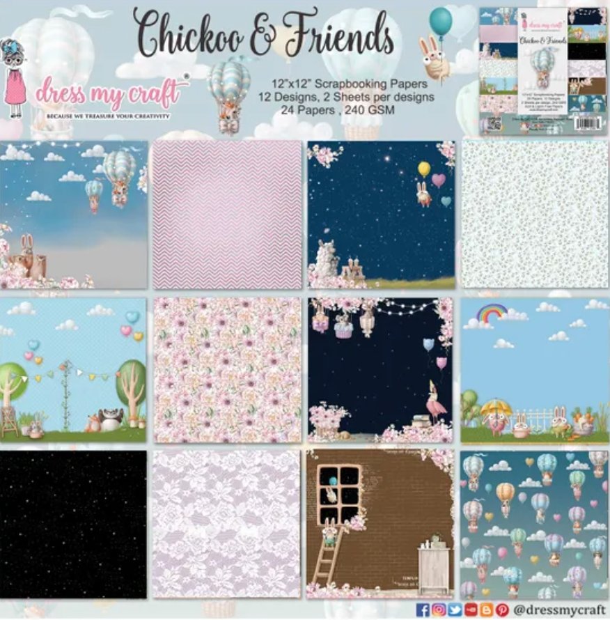 Dress My Craft - Chickoo and Friends - 6x6 inch Dress My Craft