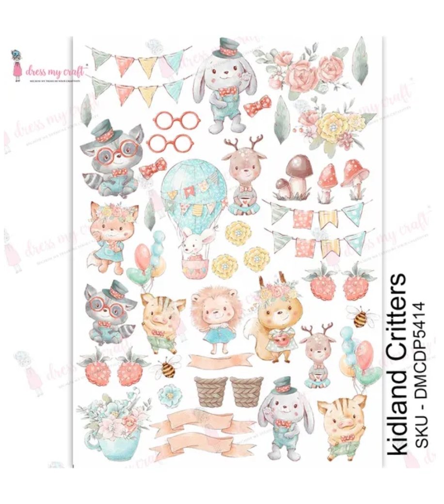 Dress My Craft - Kidland Critters - Transfer Me - A4 Dress My Craft