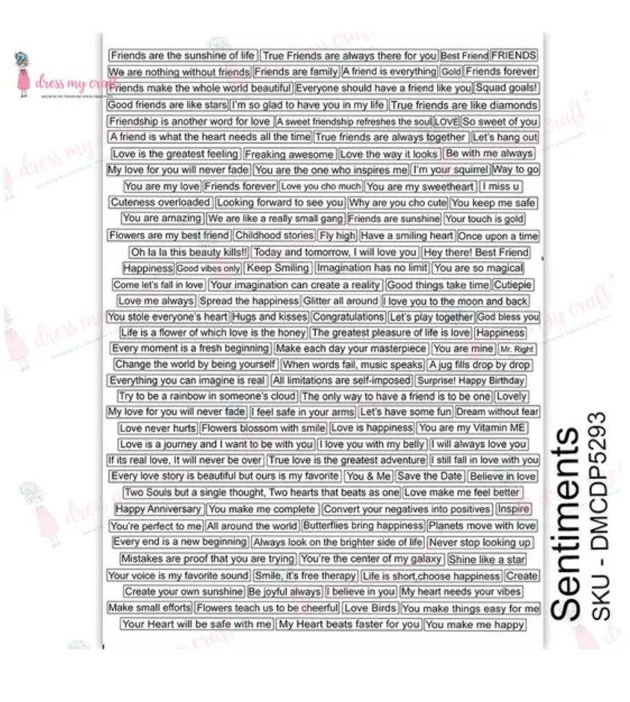 Dress My Craft - Sentiments - Transfer Me - A4 Dress My Craft