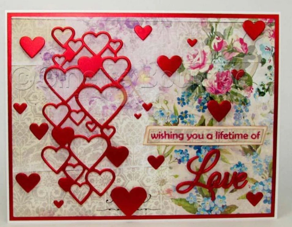Frantic Stamper Precision Die - Cascading Hearts Frantic Stamper
