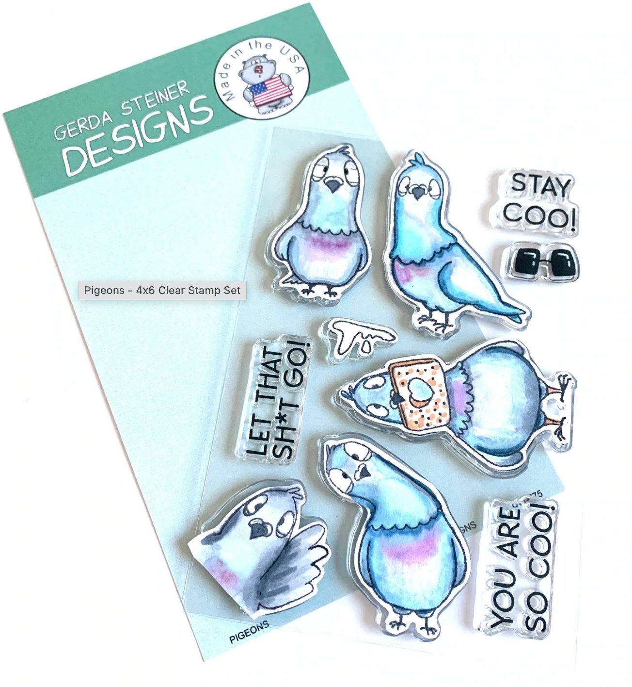 Gerda Steiner - Pigeons - Stamp Set 4x16 Gerda Steiner Designs