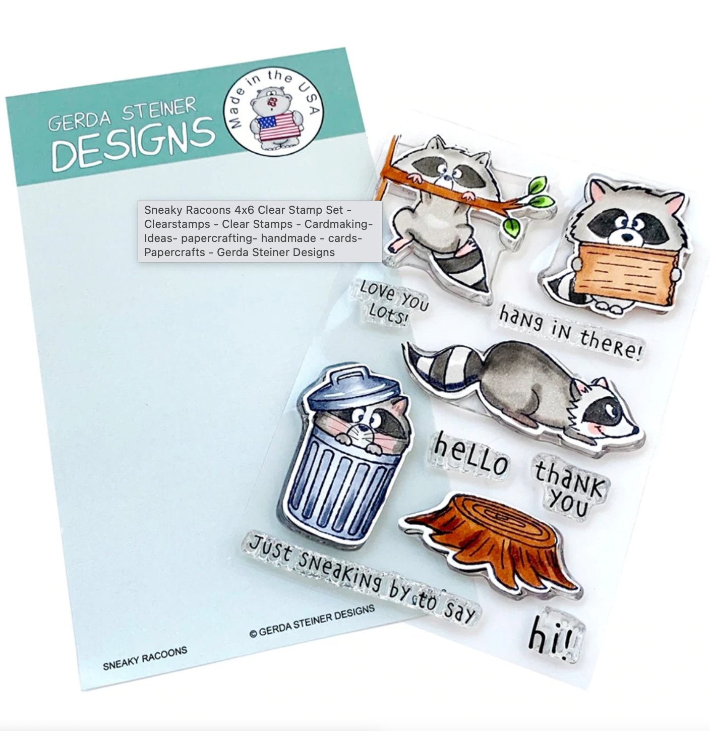 Gerda Steiner - Sneaky Racoons - Stamp Set 4x6 Gerda Steiner Designs
