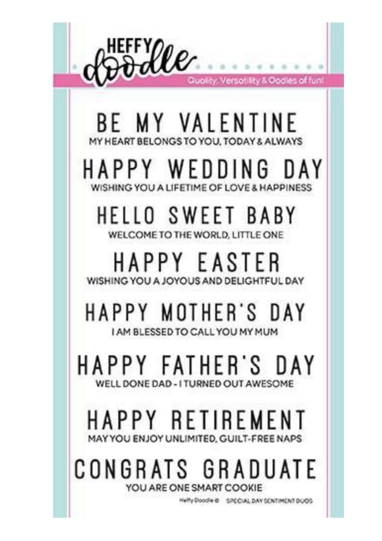 Heffy Doodle - Special Day Sentiment Duos - 4x6 Clear Stamp Set Heffy Doodle