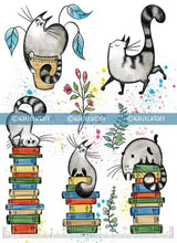KATZELKRAFT - CATS ON BOOKS - STAMPS CATS A5 Katzelkraft