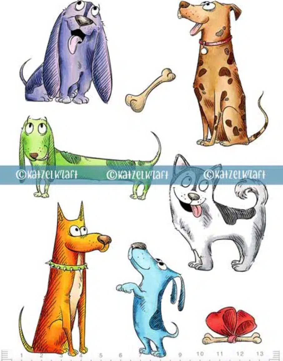 KATZELKRAFT - FUNNY DOGS - SCRAPBOOKING STAMPS Katzelkraft