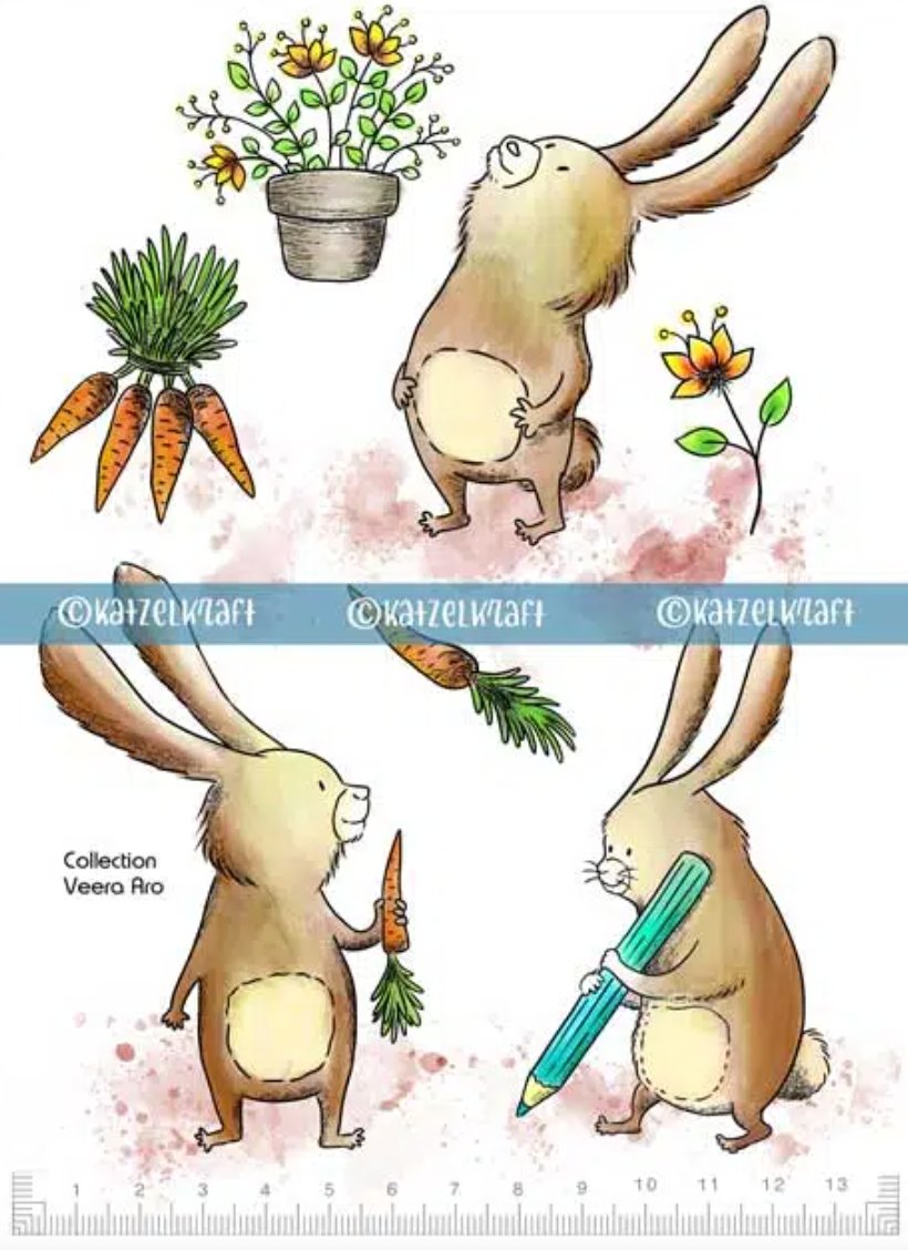 KATZELKRAFT - THE RABBITS - SCRAPBOOKING STAMPS Katzelkraft