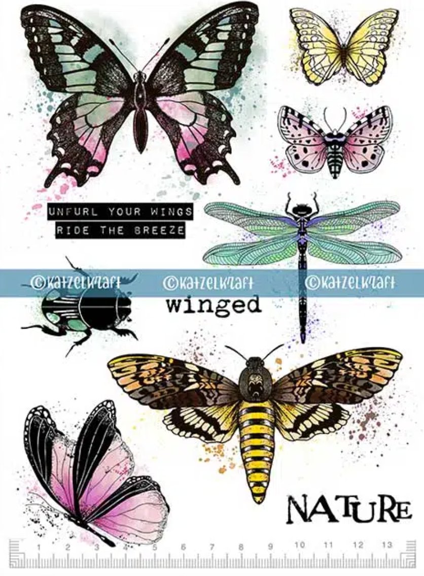 KATZELKRAFT - WINGED - A5 BUTTERFLY STAMPS Katzelkraft