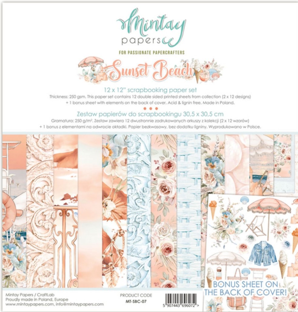Mintay Papers - 12 x 12 Paper Set - Sunset Beach - (MT-SBC-07) Mintay Papers