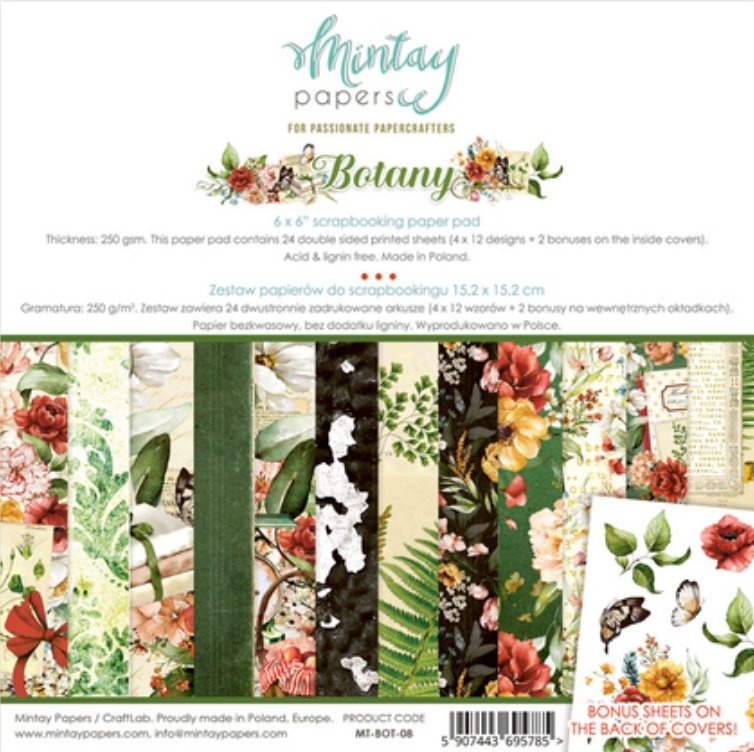 Mintay Papers - 6 x 6 Paper Pad - Botany - (MTBOT-08) Mintay Papers