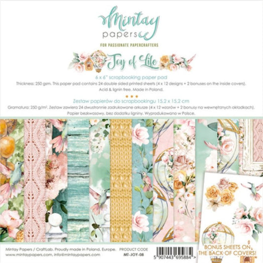 Mintay Papers - 6 x 6 Paper Pad - Joy of Life - (MTJOY-08) Mintay Papers