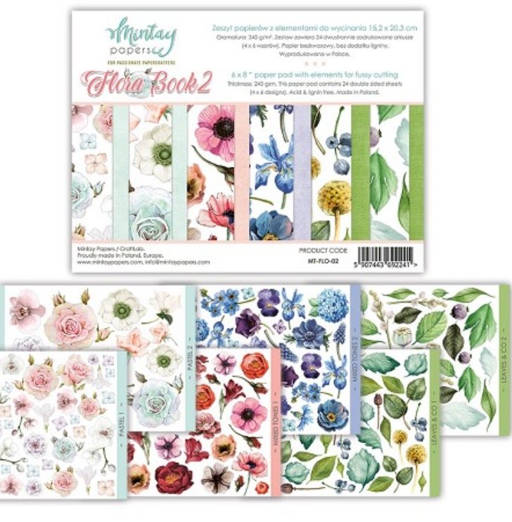 Mintay Papers - 6X8 Flora Book 2 - Elements For Precise Cutting Mintay