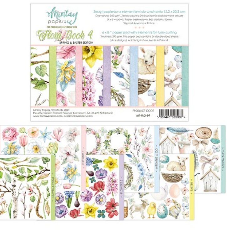 Mintay Papers - 6X8 Flora Book 4 - Spring And Easter Edition - Elements For Precise Cutting Mintay