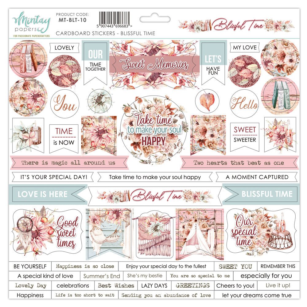 Mintay Papers - Blissful Time - 12 x 12 Cardboard Stickers - Messy Papercrafts
