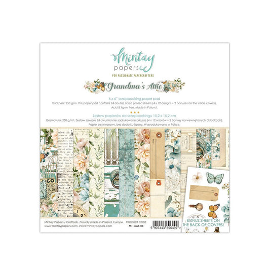 Mintay Papers - Grandma's Attic - 6 x 6 Paper Set - Messy Papercrafts