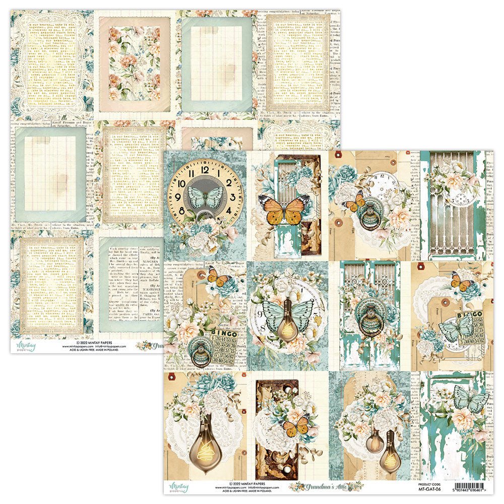 Mintay Papers - Grandma's Attic - 6 x 6 Paper Set - Messy Papercrafts